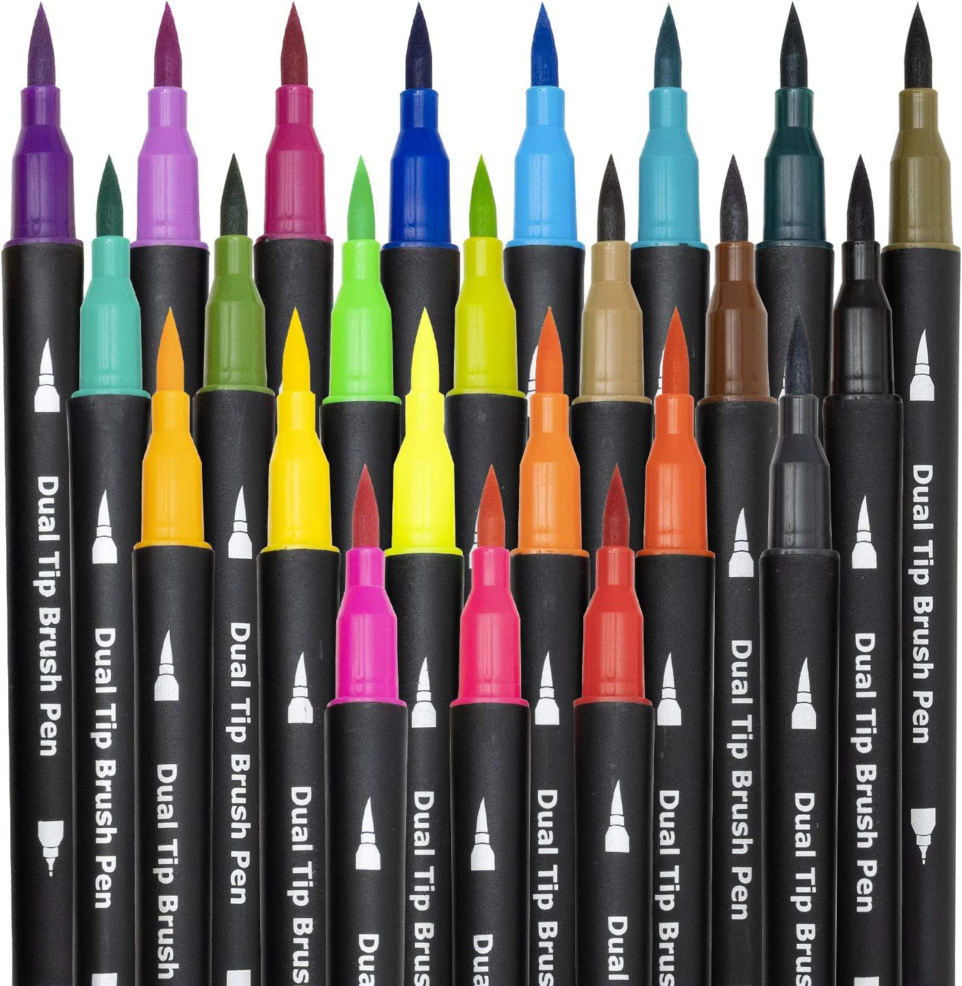 Duslogis Dual Brush Marker Pens for Coloring,24 Colored Markers,Fine Point  and Brush Tip Art Markers for Kids Adult Coloring Books Bullet Journals